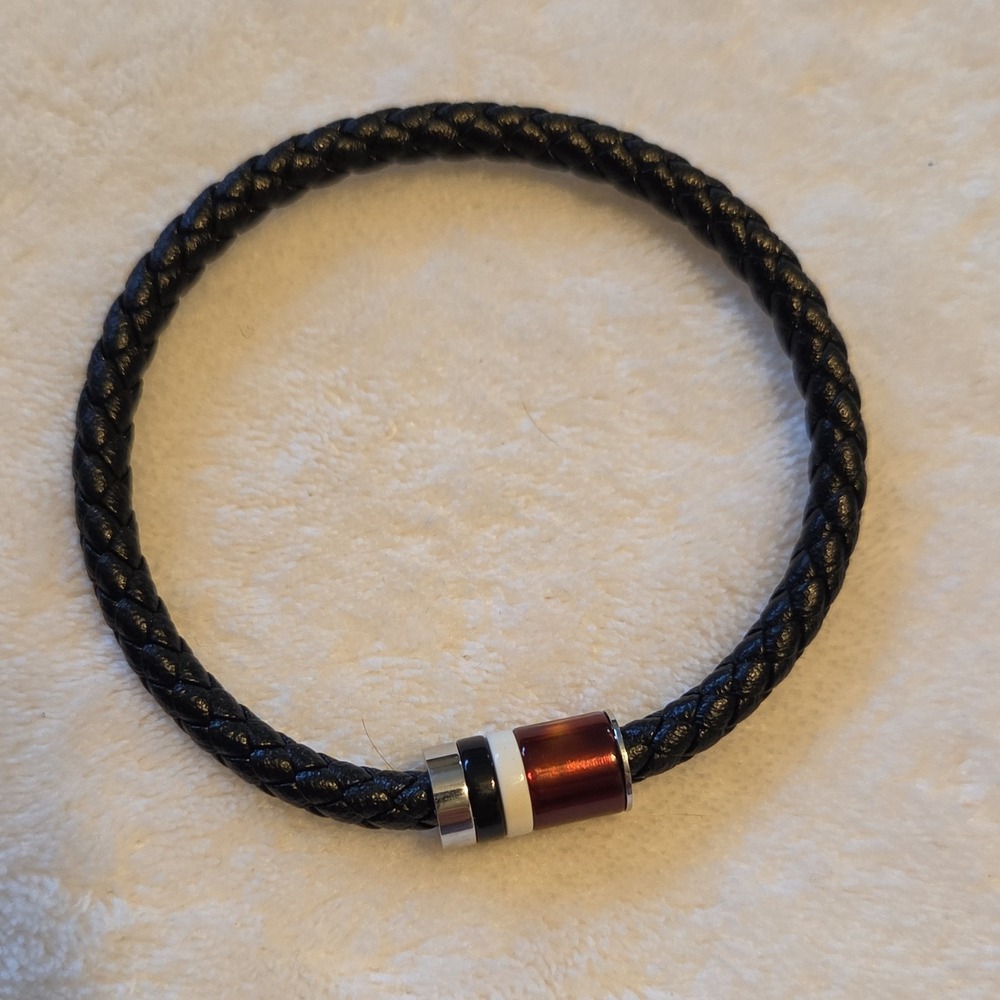 Braided Leather Bracelet‎ with Magnetic Clasp & Adjustable Tiger Eye Beads